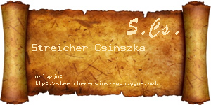 Streicher Csinszka névjegykártya
